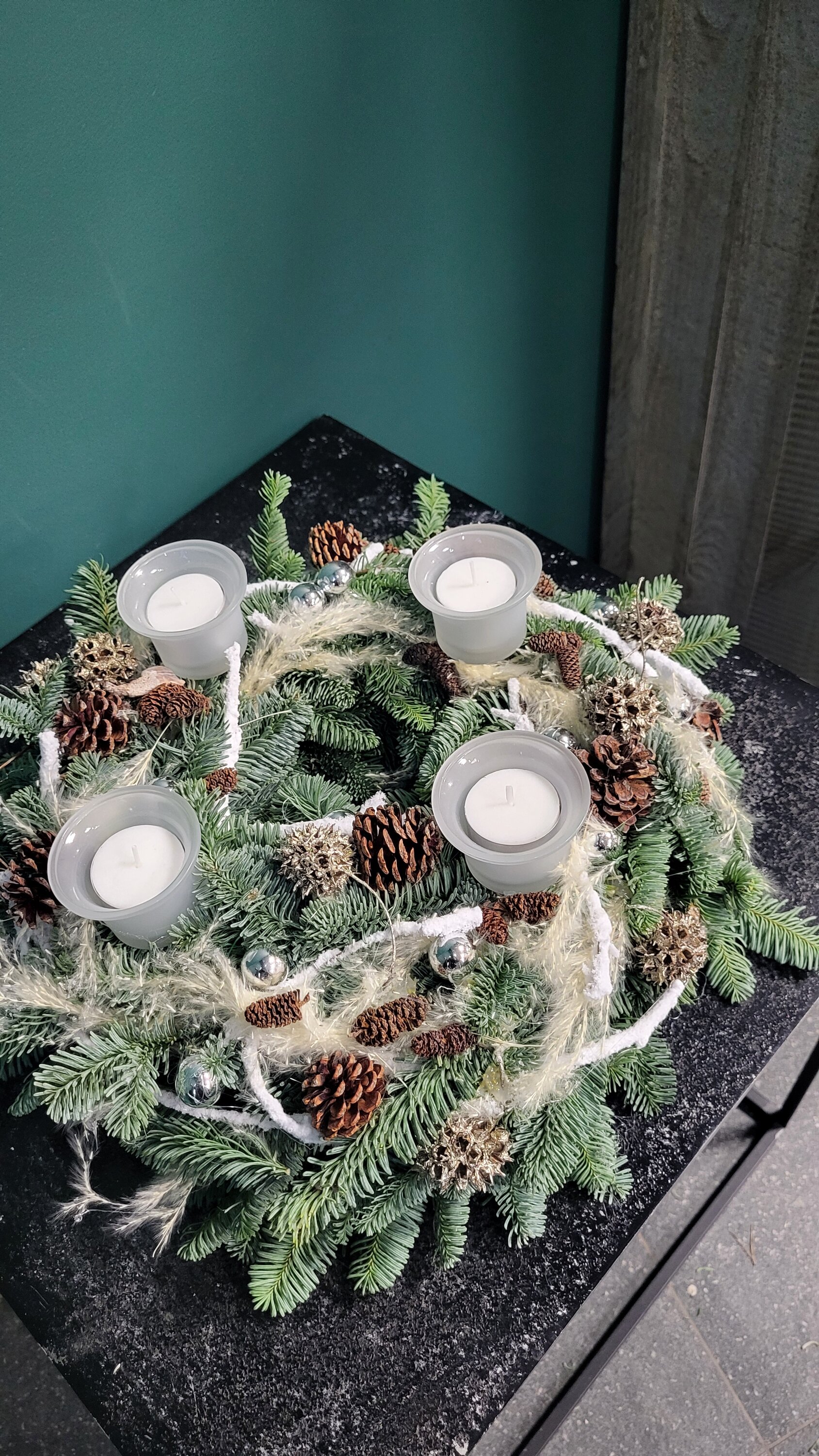 Adventskrans 5 : natuurlijk & witte T-lichten