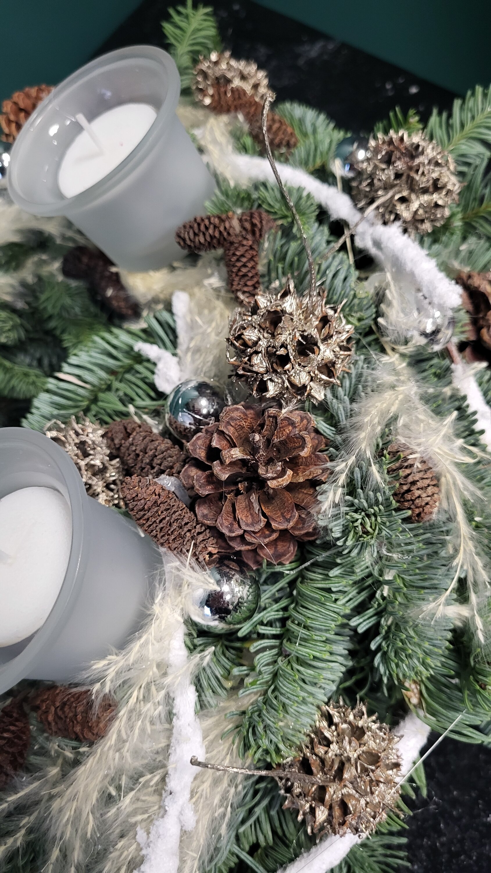 Adventskrans 5 : natuurlijk & witte T-lichten