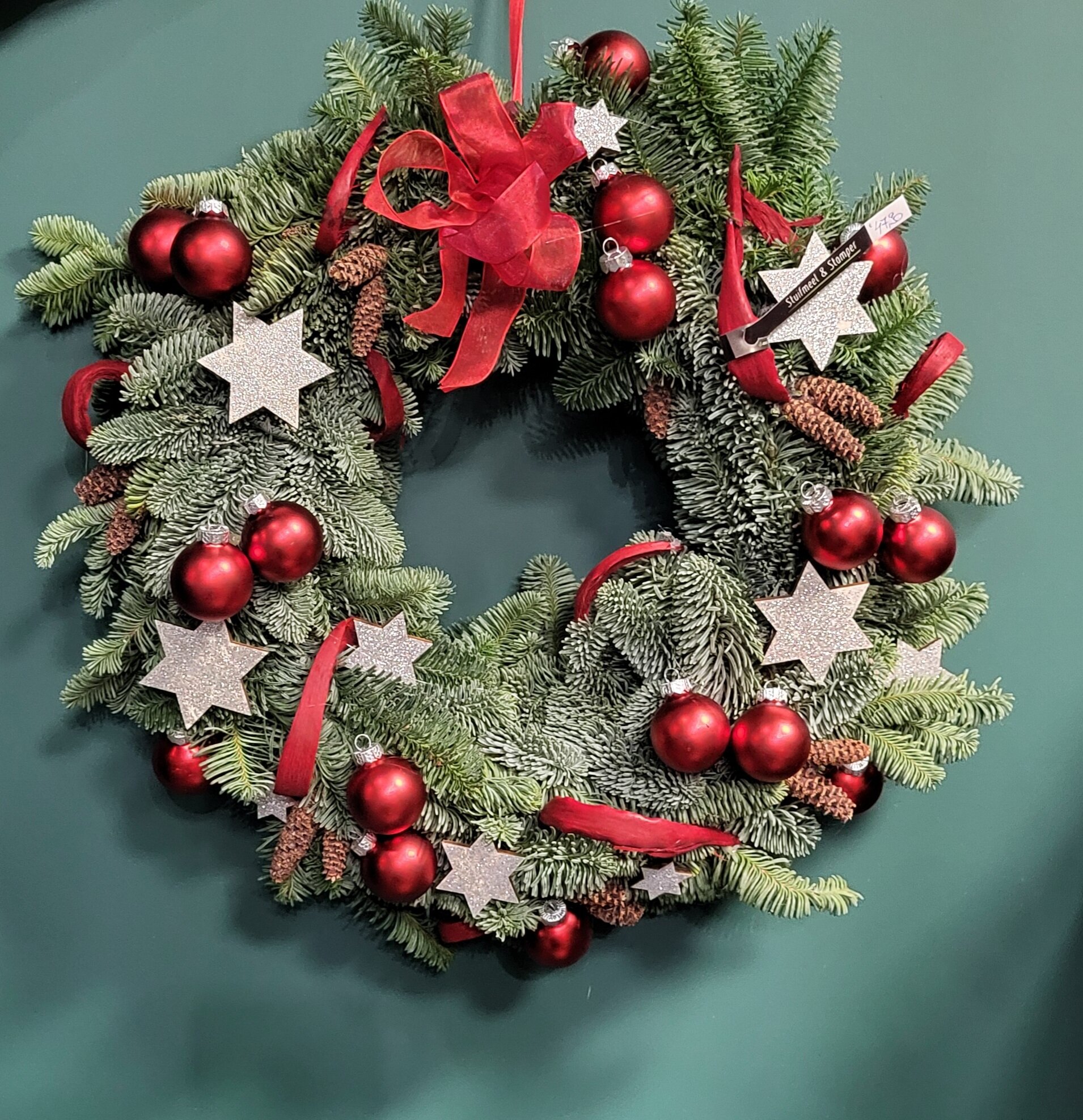 Deurkrans nr 20: Rood & zilver