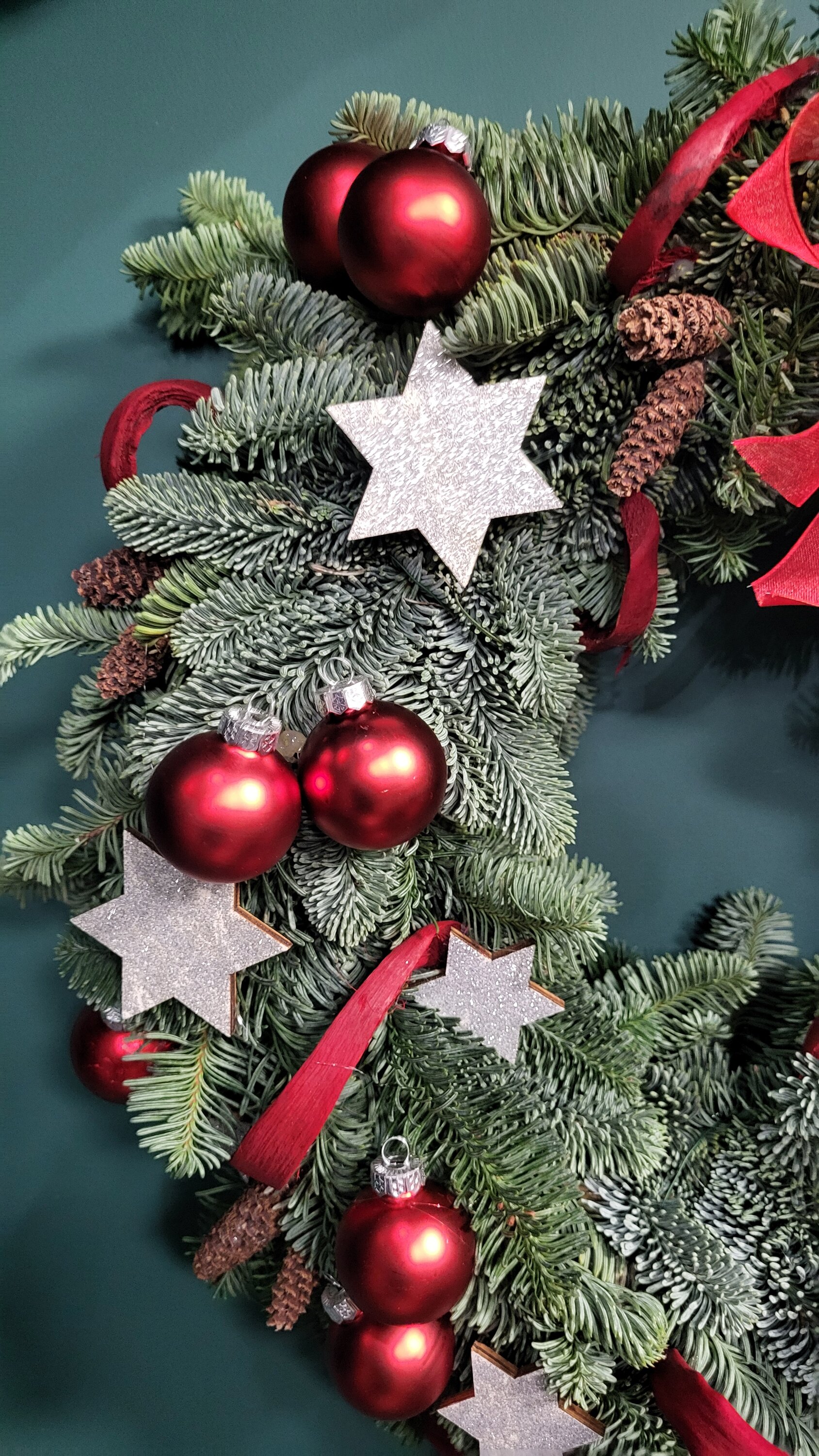 Deurkrans nr 20: Rood & zilver