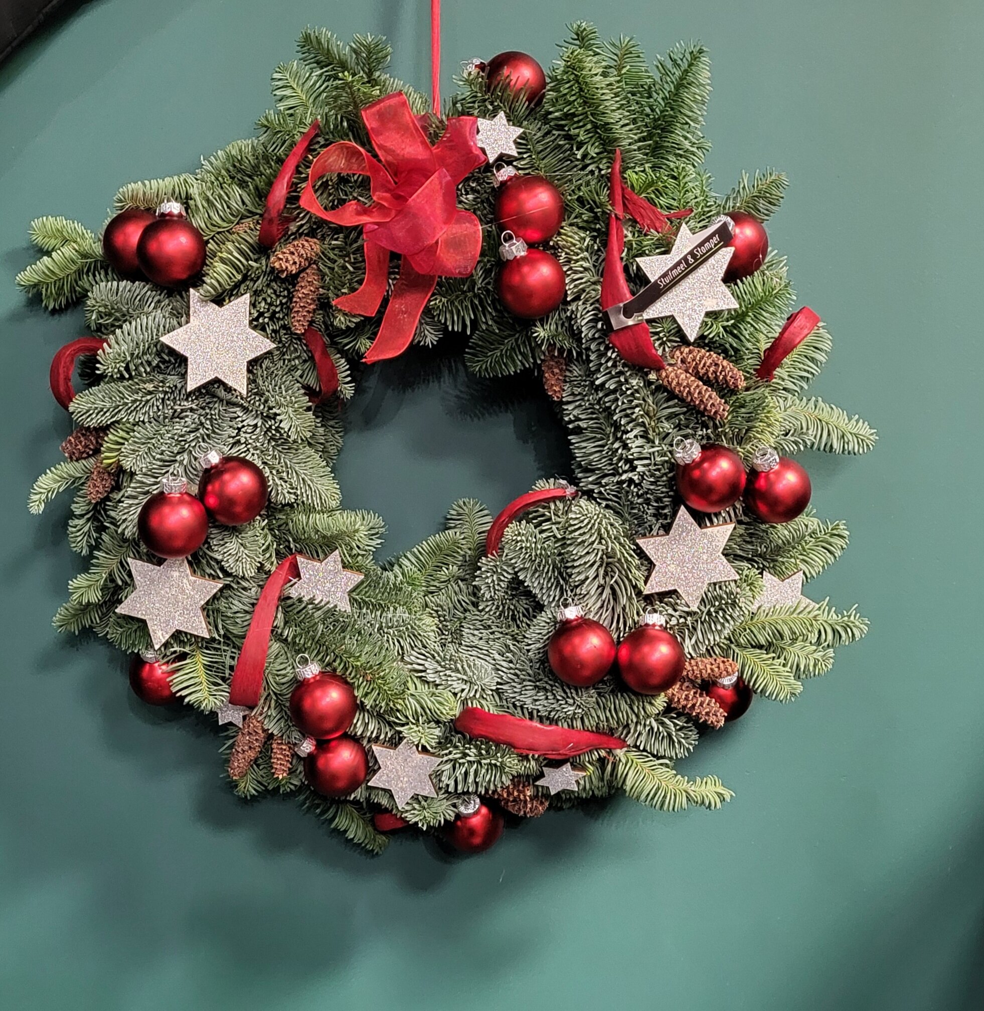 Deurkrans nr 20: Rood & zilver