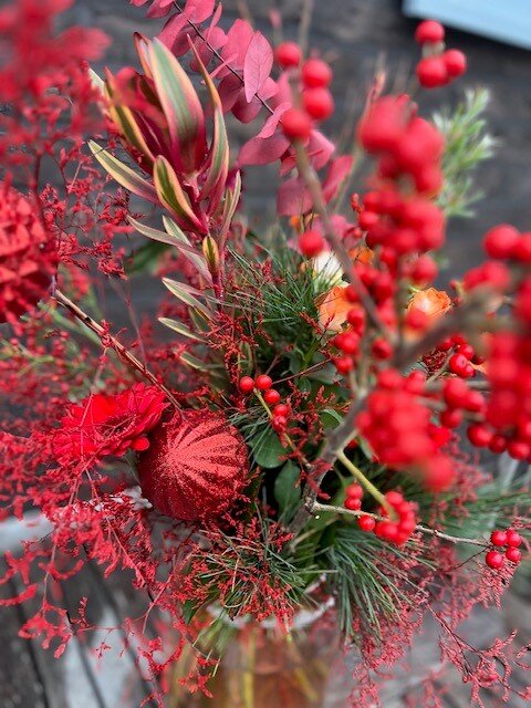 Kerst Veldboeket nr 7 : Rode tinten & oranje aksenten