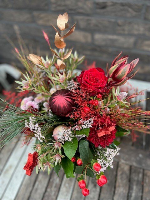 Kerstboeket nr 5: Rood & roze